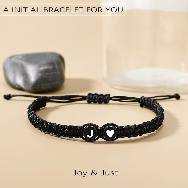 Btysun Valentines Day Gifts for Him Boyfriend, Initial Bracelets for Women Teen Valentines Gifts for Her Trendy Stuff Best Friend Birthday Gift Graduation Adjustable Letter A-Z Braided Bracelets Heart Link Sister Daughter Mother's Day Mom Female Christmas Jewelry - Image 3